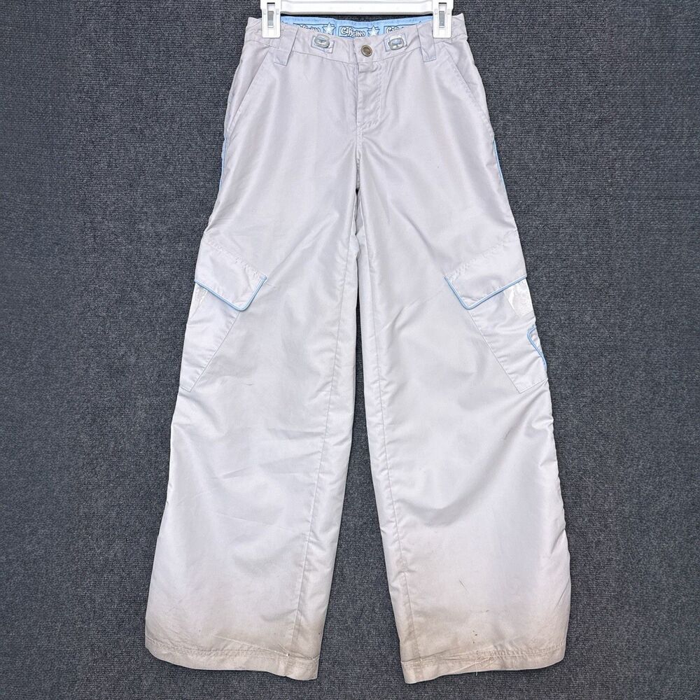 VTG 90s Y2K Caffeine Low Rise Wide Leg Cargo Pants Grey Womens XS